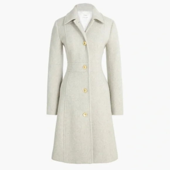 J. Crew Silver Gray Lady Day Coat Wool-blend Pea-coat Button Closure Jacket - Picture 3 of 12